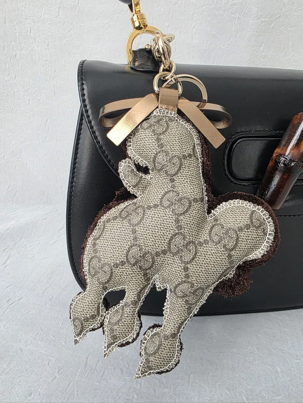Auth Gucci GG Poodle Plush Key/Bag Charm